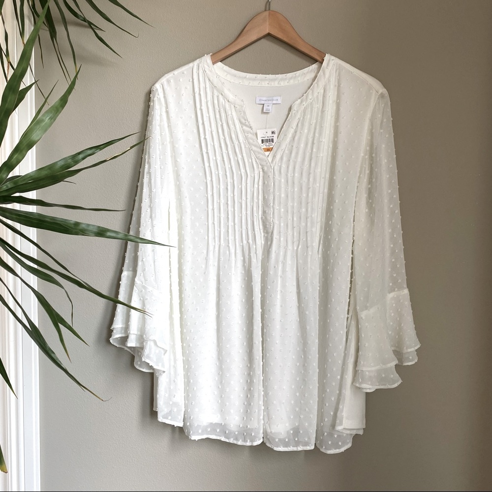 White Textured Pintuck Top